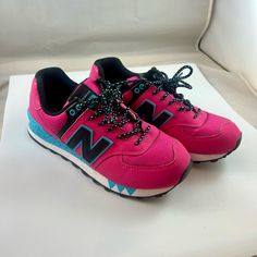 New Balance 574 Casual Shoe - Hot Pink. Never Worn! Size 6.5 New Balance Pink Sneakers For Jogging, Pink New Balance Sneakers For Jogging, New Balance Pink Lace-up Sneakers, New Balance Pink Sneakers With Round Toe, New Balance Pink Running Shoes With Round Toe, Shoes New Balance, New Balance 574, Casual Shoe, Pink Shoes