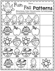 the fall pattern worksheet for preschool to help students learn how to make their own patterns