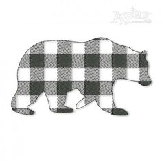 a black and white bear with checkered pattern