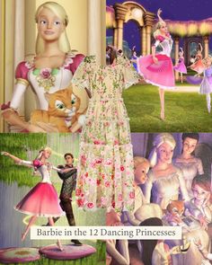 barbie in the 12 dancing princesses collage with images and caption for article