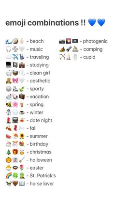 the emoji combinations list is shown