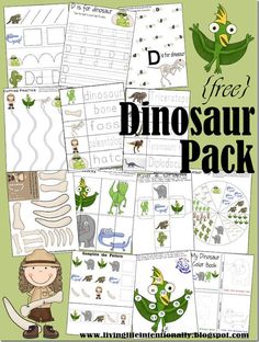 dinosaur printable pack for kids to practice their handwriting and writing skills with the letter d