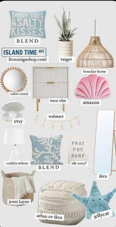 an assortment of furniture and accessories with words describing the different kinds of items in them