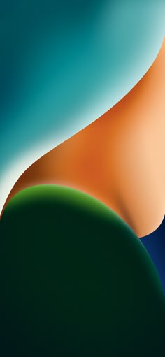 an abstract painting with blue, green and orange colors on the bottom half of it