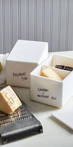 three different types of soaps on a table