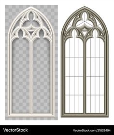 two windows with different shapes and sizes, one in white and the other in grey