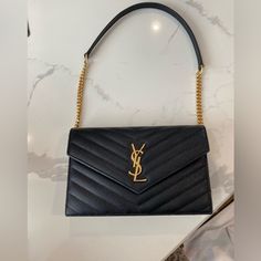 Ysl Wallet On A Chain In A Great Condition Ysl Chain Crossbody Bag, Ysl Uptown Chain Wallet, Ysl Crossbody, Ysl Envelope Chain Wallet, Ysl Wallet On Chain, Bags Ysl, Ysl Crossbody Bag Black Tassel, Ysl Wallet, Saint Laurent Bags