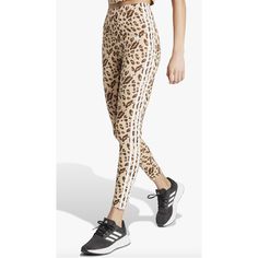 Nwt Adidas Essentials 3-Stripes Animal Printed Leggings, Xs Designed With An Attractive All-Over Animal Print And Iconic Three-Stripes Detailing, The Adidas Essentials 3-Stripes Animal Printed Leggings Offer A Flattering Fit. The High-Rise Silhouette Offers Better Coverage While The Stretchy Fabric Ensures Better Movement. From Your Casual Outings To Funky Styles, These Stretchy Leggings Are Perfect To Pair With Most Looks And Styles. Tight Fit. Stretch Waistband. Ankle-Length Silhouette. 93% Co Adidas Activewear With Three Stripes For Spring, Adidas Spring Activewear With Three Stripes, Adidas Three Stripes Pants, Fitted Sportswear Bottoms With Adidas Logo, Spring Adidas Fitted Activewear, Sporty Fitted Pants With Three Stripes, Fitted Adidas Bottoms With Side Stripes, Fitted Adidas Pants With Three Stripes Branding, Adidas Logo Fitted Sporty Leggings