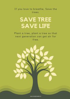 a tree with leaves and the words save tree save life