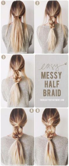 Messy Braid, Half Braid, 5 Minute Hairstyles, Messy Braids, Loose Braids, The Beauty Department, Easy Braids, Messy Hairstyles