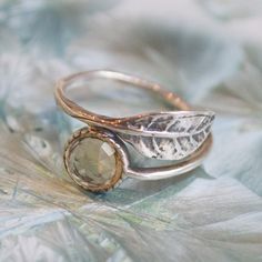 Citrine ring stone ring stack ring thin ring leaf by artisanlook Yellow Citrine Ring, Botanical Ring, Nature Inspired Rings, Zierlicher Ring, Stack Ring, Ring Stack, Beautiful Items, Morganite Engagement Ring, Yellow Citrine