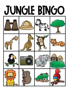 an animal themed game with the words jungle bingo