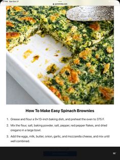 an image of how to make easy spinach brownies