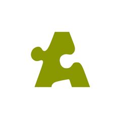 the letter a is made up of pieces of green puzzles on a white background