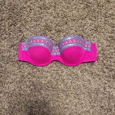 Nwot Shade & Shore Hot Pink Sequin Tribal Boho Strapless Bikini Top Bra- 34a. Beautiful Bikini Bra Top. Features Accents Of Sequins And Embroidery. Gives It A Tribal Glam Feel. Hot Pink Main Color. Comes With Removable Straps Still In Original Bag. Brand Is Shade And Shore. Size Is 34a. Great For Mixing And Matching. Perfect For A Pool Day, Beach Vacation, Festival, Etc. Brand New Without Tags; Nwot. Did Notice A Thread In The Center Of The Inside Bra But It Looks To Be The Front Detailing Stitc Fitted Pink Swimwear With Removable Bra Pads, Party Strapless Swimwear With Padded Cups, Pink Padded Party Bra, Party Pink Bra With Padded Cups, Pink Stretch Party Bra, Pink Stretch Bra For Party, Party Stretch Pink Bra, Pink Strapless Bra With Padded Cups, Pink Bandeau Swimwear With Padded Cups