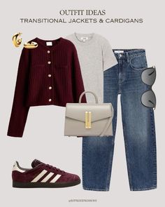 Wine Cardigan Outfit, Fashion Cold Weather, Creating A Wardrobe, Italy Travel Outfit, Burgundy Outfit, Look Adidas, Styling Outfits, Navy Outfit, Trip Outfits