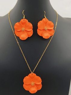 3pcs Fresh Sweet Lovely Flower Bone Candy-Colored Necklace & Earrings Set, Fashionable And Versatile,  Retro Geometric 3D Flower Inlay, Jelly Color, Multicolor, Sexy, Elegant, Romantic, Bohemian Style, Suitable For Casual Wear, Vacation, Travel And Daily Wear Black,Hot Pink,Orange,Purple,Red,Royal Blue    Iron     Women Fashion Jewelry, size features are:Bust: ,Length: ,Sleeve Length: Orange Wedding Shoes, Red Wedding Shoes, Orange Necklace, Bohemian Flowers, Clutches For Women, Retro Earring, Black Hot Pink, Women's Jewelry Sets, Flower Pendant Necklace