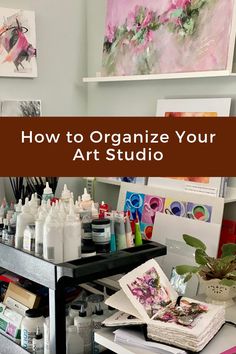 an art studio with lots of paint and supplies