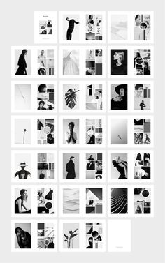 black and white photographs are arranged in squares