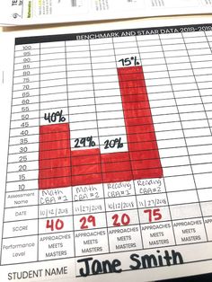 a student's workbook with graphs and numbers on the page, which is filled with data