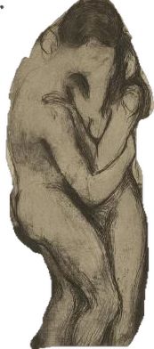 a drawing of two people hugging each other