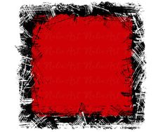 a red and black square with some white writing on the bottom right hand corner, as if it were an abstract painting