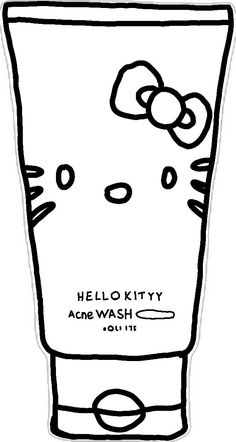 a hello kitty face drawn on the side of a tube of toothpaste that says hello kitty acne wash