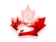 the canadian maple leaf has an image of a city in it