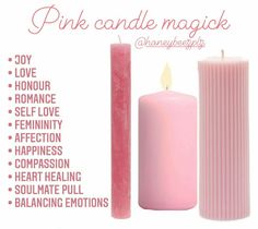 Pink Candle Magic, Witchcraft Candle Magic, Witchcraft Candles, Pink Candle