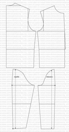 the front and back views of a sewing pattern