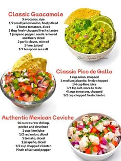 an image of mexican food that includes guacamole and tortilla chips