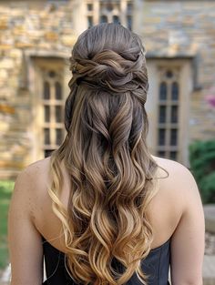 Elegant and Trendy Half Up Half Down Prom Hairstyles 2024 Prom Ponytail Hairstyles, Simple Braids, Prom Hairstyle