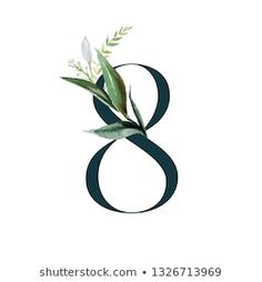 the number 8 is made up of leaves and has a single flower in it's center