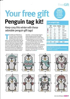 the penguin cross stitch pattern is featured in this article, which features instructions for how to make