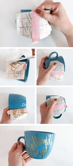 the instructions to make a mug with tissue paper