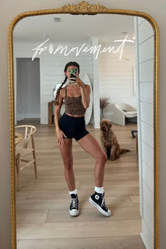 Dressing More Feminine, Summer Lake Outfits, Cutsey Outfits, Skz Outfit Ideas, Lake Outfit Summer, Influencer Photoshoot, Athleisure Essentials, Leopard Cami, Gym Lounge