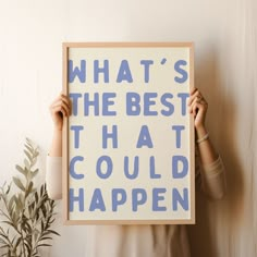 What's the best that could happen quote poster, Uplifting quote art print, Light blue aesthetic wall art, Affirmations Print, Typography One Word Framed Art, Written Prints Wall Art, We’ll Be Alright Wall Art, Art Affirmations, Citation Art, Quote Art Print, Light Blue Aesthetic, Aesthetic Wall Art, Print Typography