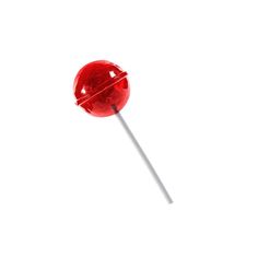 a red lollipop on a white background