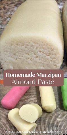 homemade marzipan almond paste recipe with text overlay