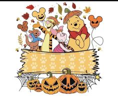 winnie the pooh and friends with pumpkins