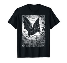 PRICES MAY VARY. Medieval Bat Woodcut Design, perfect if you like pastel goth / gothic, witchy / witch and dark academia aesthetic. Lightweight, Classic fit, Double-needle sleeve and bottom hem Woodcut Design, Pastel Goth Witch, Goth Tshirt, Mens Outdoor Wear, Gothic Pastel, Gothic Casual, Goblincore Aesthetic, Goth Witch, Goth Shirt