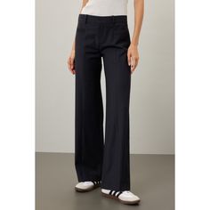 Blue pinstripe crepe (52% Polyester, 44% Wool, 4% Elastane). Pants. Front button with zipper fly closure. Pinstripe Pants, Sole Sneakers, Rent The Runway, Closet Designs, Boss Lady, Zipper, Trousers, Fashion Design, Pants