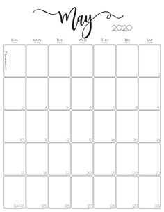 the printable may calendar is shown in black and white, with handwritten lettering