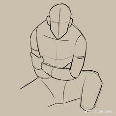 a drawing of a person sitting on the ground with their arms crossed and legs crossed