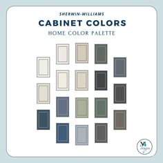 the book cover for cabinet colors home color palette by sherrin williams, featuring several different