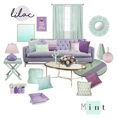 a living room filled with furniture and decor items in pastel colors, including pillows