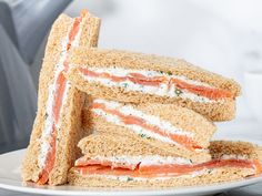 several sandwiches stacked on top of each other