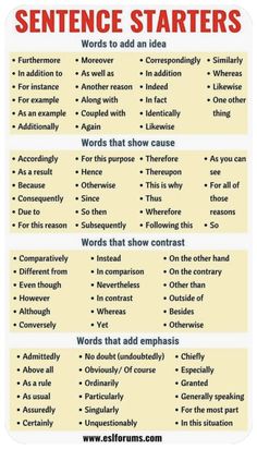 a poster with words and phrases to describe the different types of sentences in english