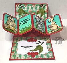 a close up of an open card box with animals on the front and bottom side