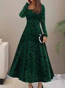 Velvet Party Dress, Flare Long Sleeve, Autumn Dress, Empire Dress, Gowns Of Elegance, Sleeve Maxi Dress, Long Sleeve Maxi, Winter Dresses, Elegant Dress